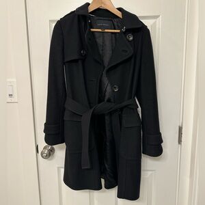 Banana Republic Black Belted Wool Trench Coat XS Petite